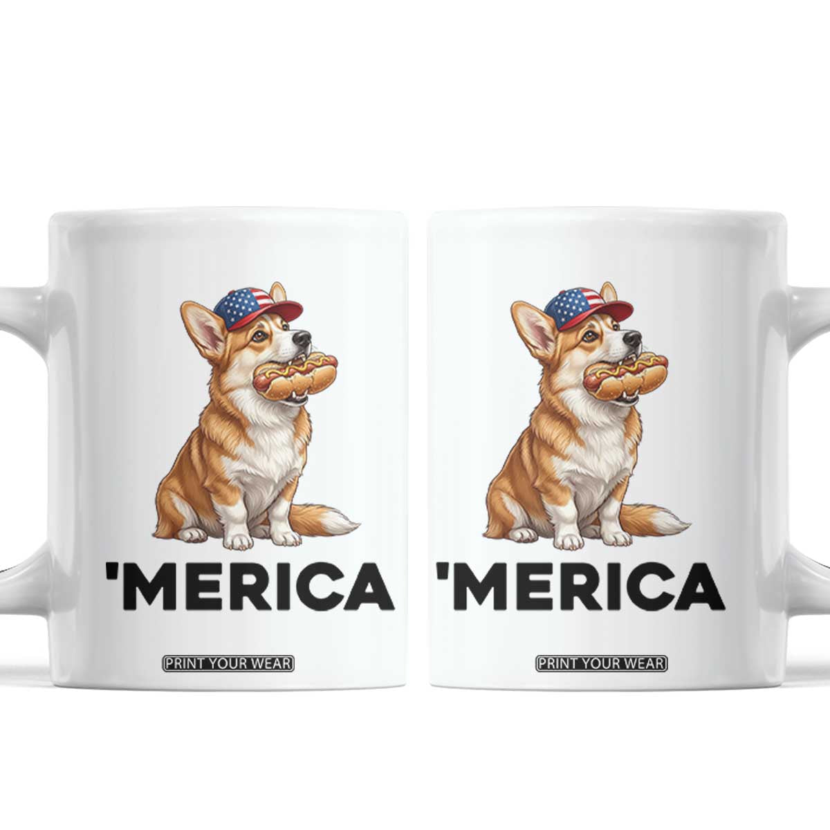 Funny Merica Corgi Lover 4th Of July Coffee Mug Patriotic Dog Gift TS12 White Print Your Wear