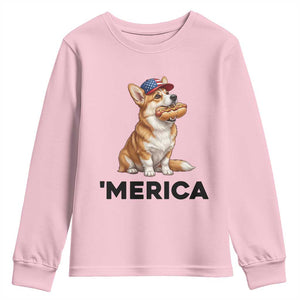 Funny Merica Corgi Lover 4th Of July Youth Sweatshirt Patriotic Dog Gift