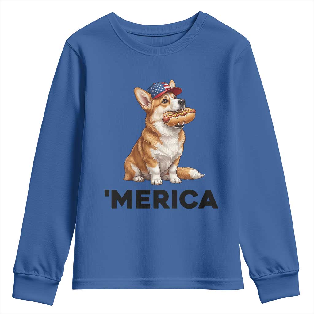 Funny Merica Corgi Lover 4th Of July Youth Sweatshirt Patriotic Dog Gift