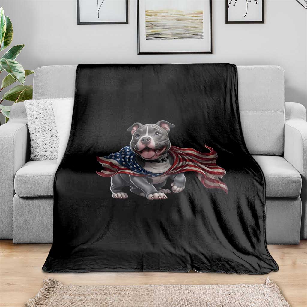Patriotic Pitbull Dog USA Flag Throw Blanket 4th Of July Pride TS12 Print Your Wear