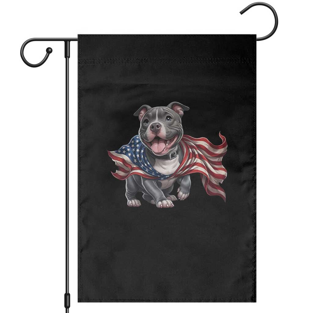 Patriotic Pitbull Dog USA Flag Garden Flag 4th Of July Pride TS12 Black Print Your Wear