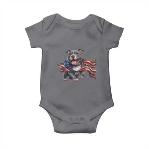 Patriotic Pitbull Dog USA Flag Baby Onesie 4th Of July Pride