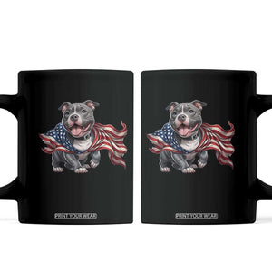 Patriotic Pitbull Dog USA Flag Coffee Mug 4th Of July Pride