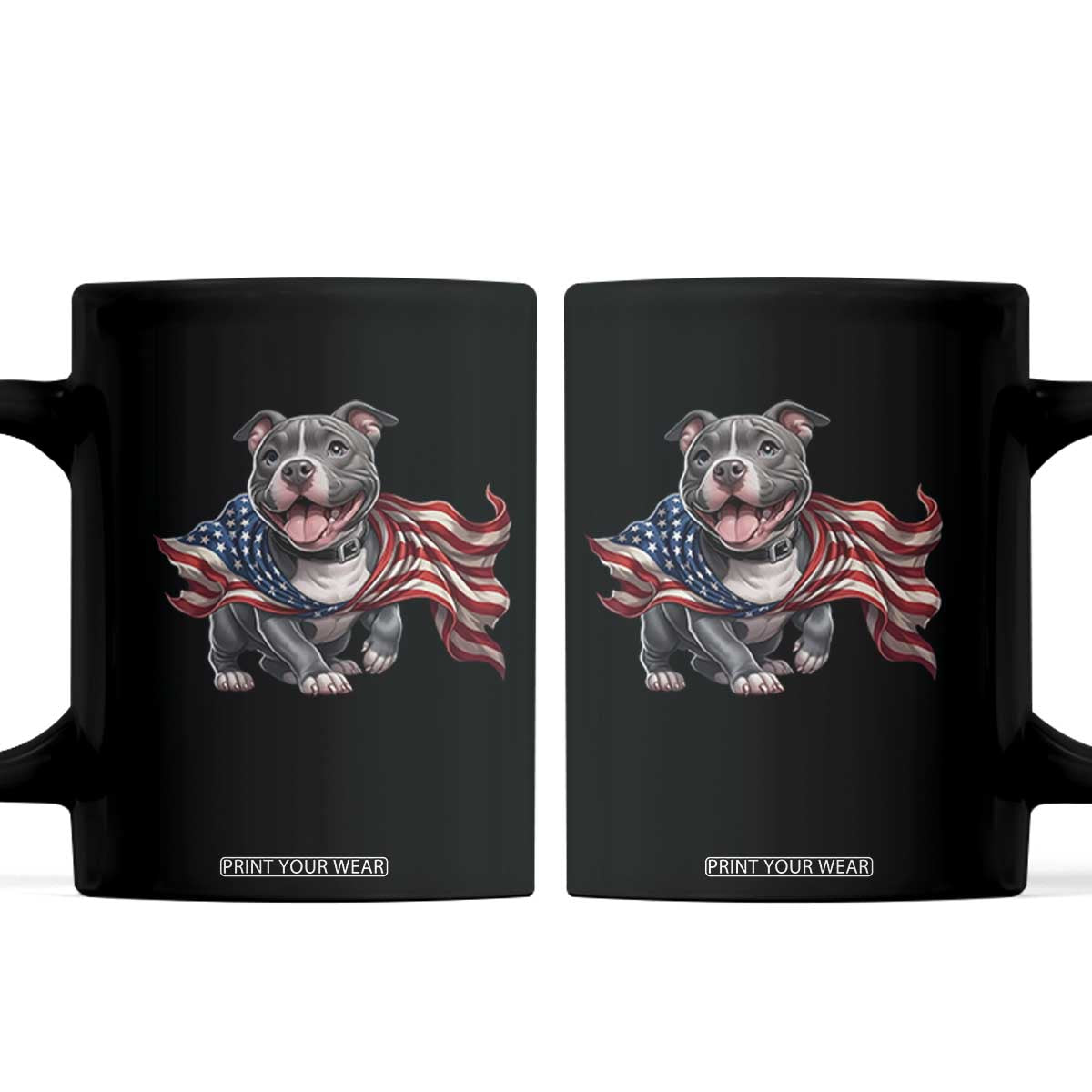 Patriotic Pitbull Dog USA Flag Coffee Mug 4th Of July Pride TS12 Black Print Your Wear
