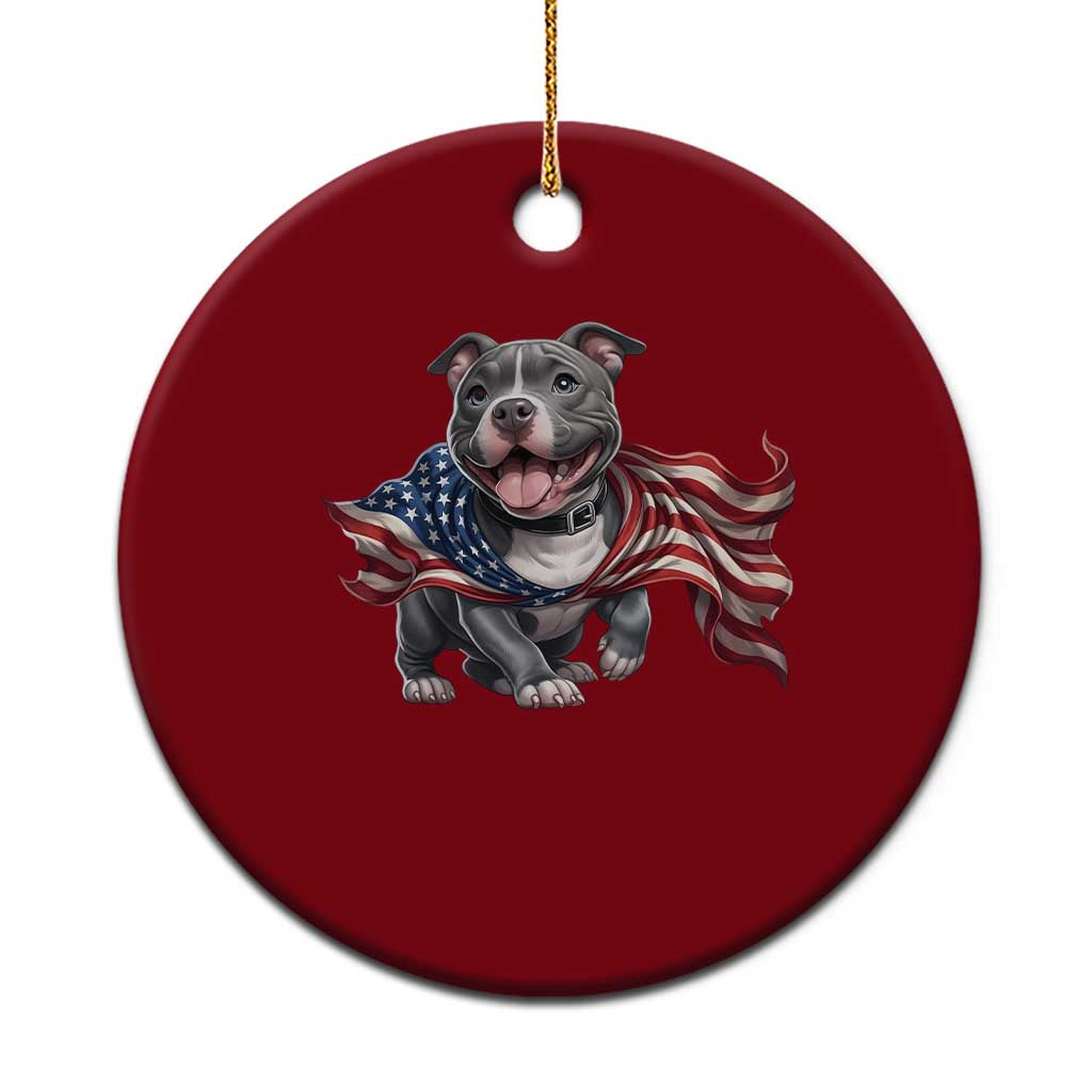 Patriotic Pitbull Dog USA Flag Ceramic Ornament 4th Of July Pride TS12 1pc Red Print Your Wear