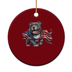Patriotic Pitbull Dog USA Flag Ceramic Ornament 4th Of July Pride TS12 1pc Red Print Your Wear