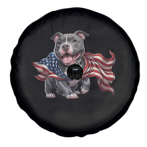 Patriotic Pitbull Dog USA Flag Spare Tire Cover 4th Of July Pride