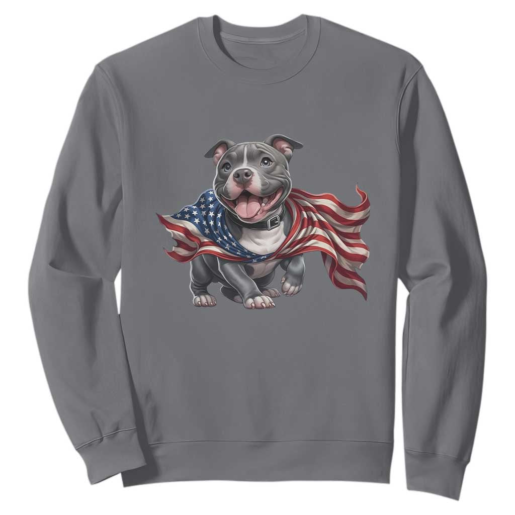 Patriotic Pitbull Dog USA Flag Sweatshirt 4th Of July Pride