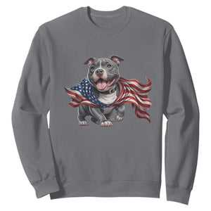 Patriotic Pitbull Dog USA Flag Sweatshirt 4th Of July Pride