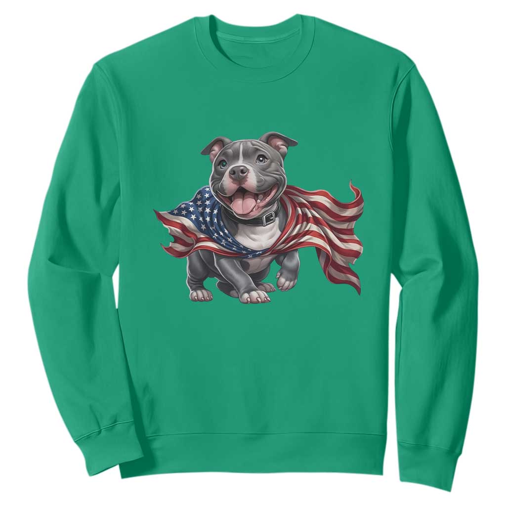 Patriotic Pitbull Dog USA Flag Sweatshirt 4th Of July Pride