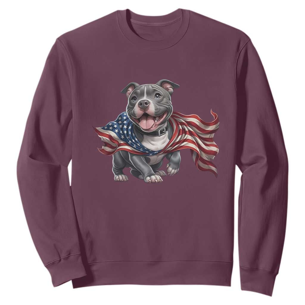 Patriotic Pitbull Dog USA Flag Sweatshirt 4th Of July Pride