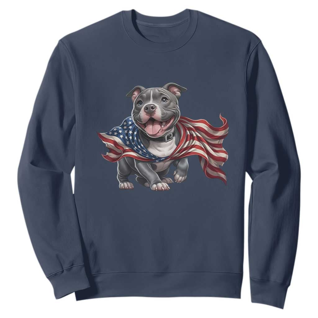 Patriotic Pitbull Dog USA Flag Sweatshirt 4th Of July Pride