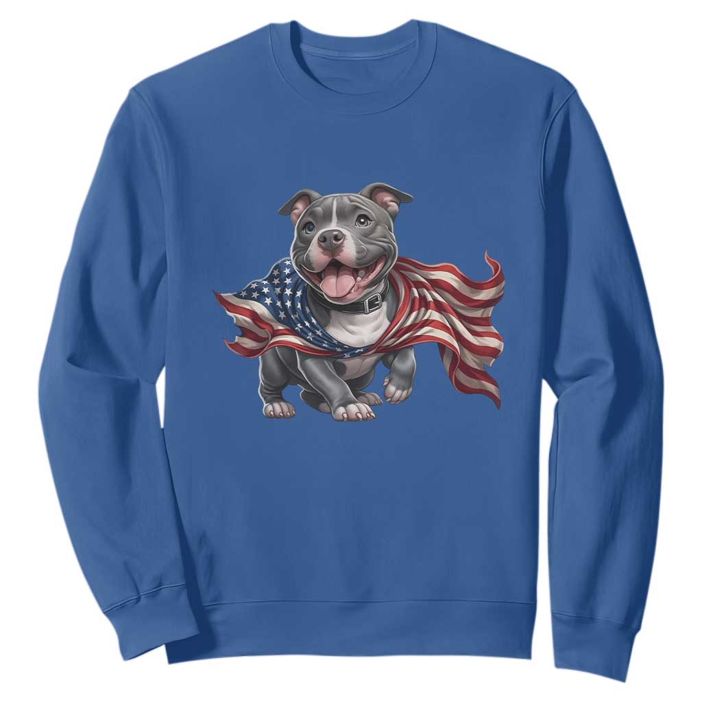 Patriotic Pitbull Dog USA Flag Sweatshirt 4th Of July Pride