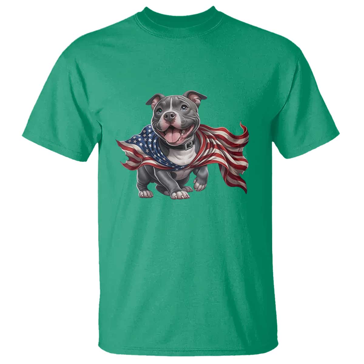 Patriotic Pitbull Dog USA Flag T Shirt 4th Of July Pride TS12 Irish Green Print Your Wear