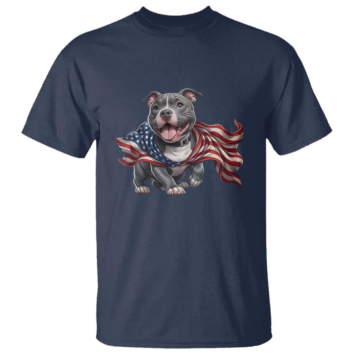 Patriotic Pitbull Dog USA Flag T Shirt 4th Of July Pride TS12 Navy Print Your Wear