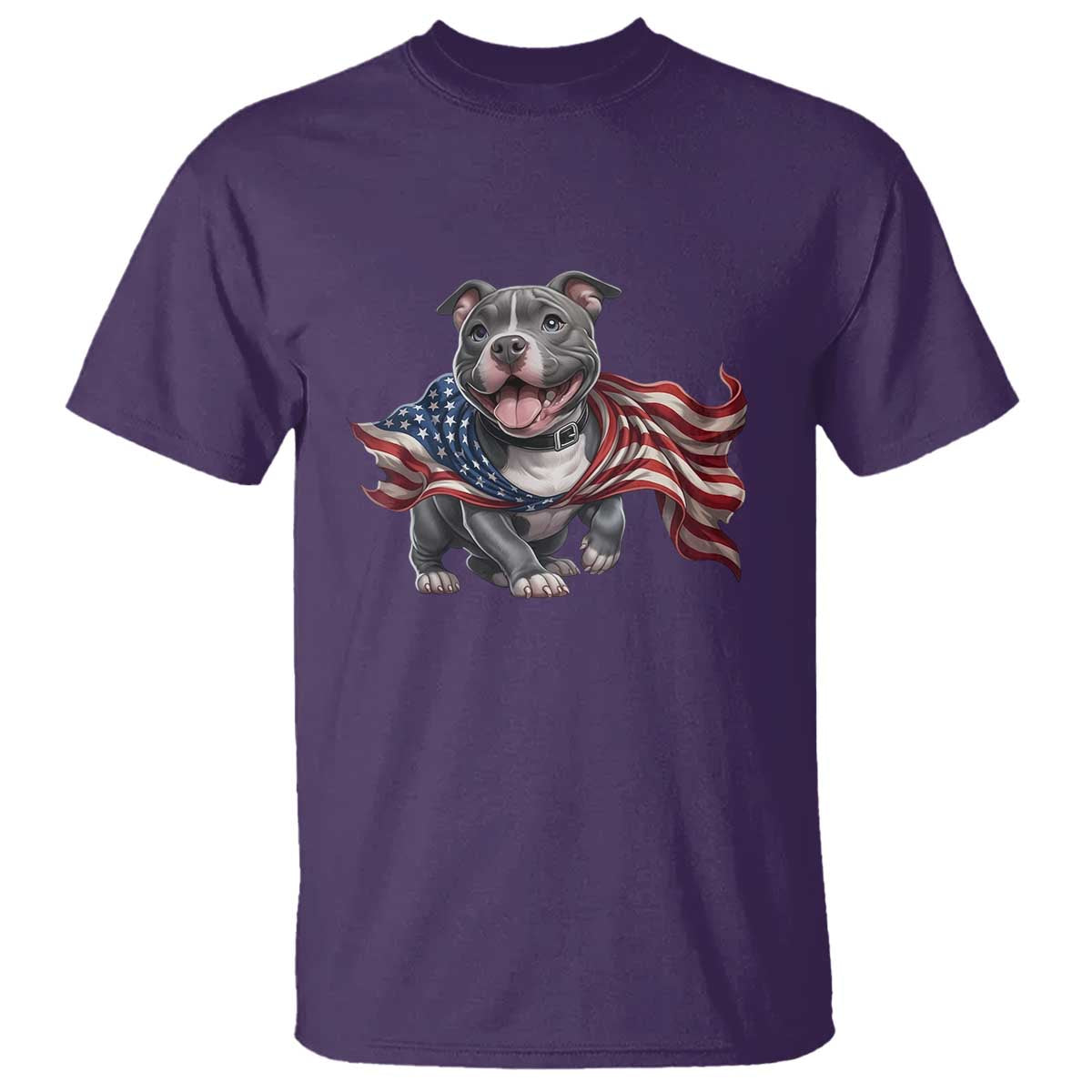 Patriotic Pitbull Dog USA Flag T Shirt 4th Of July Pride TS12 Purple Print Your Wear