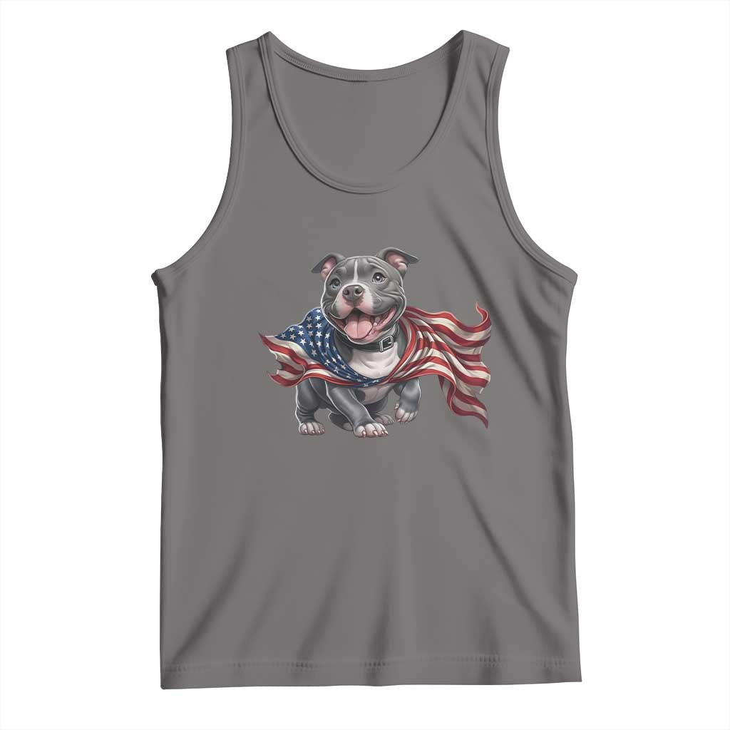 Patriotic Pitbull Dog USA Flag Tank Top 4th Of July Pride