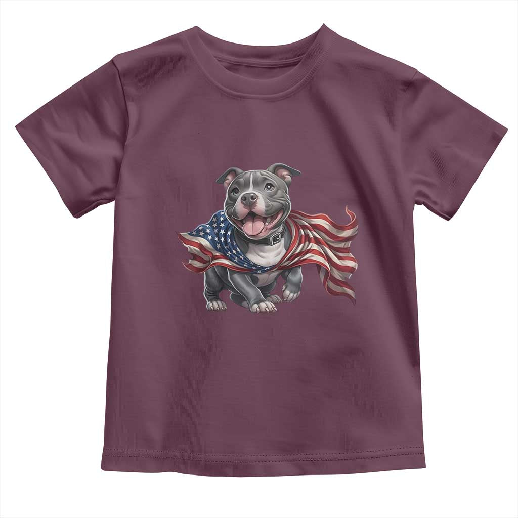 Patriotic Pitbull Dog USA Flag Toddler T Shirt 4th Of July Pride