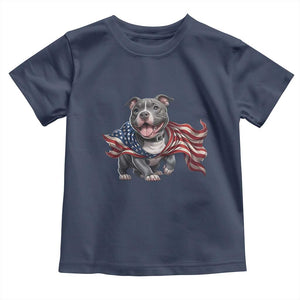 Patriotic Pitbull Dog USA Flag Toddler T Shirt 4th Of July Pride