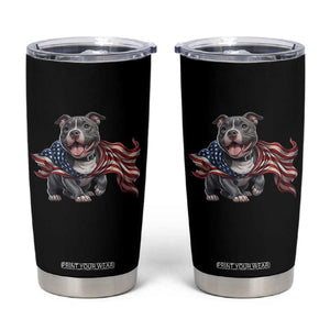 Patriotic Pitbull Dog USA Flag Tumbler Cup 4th Of July Pride