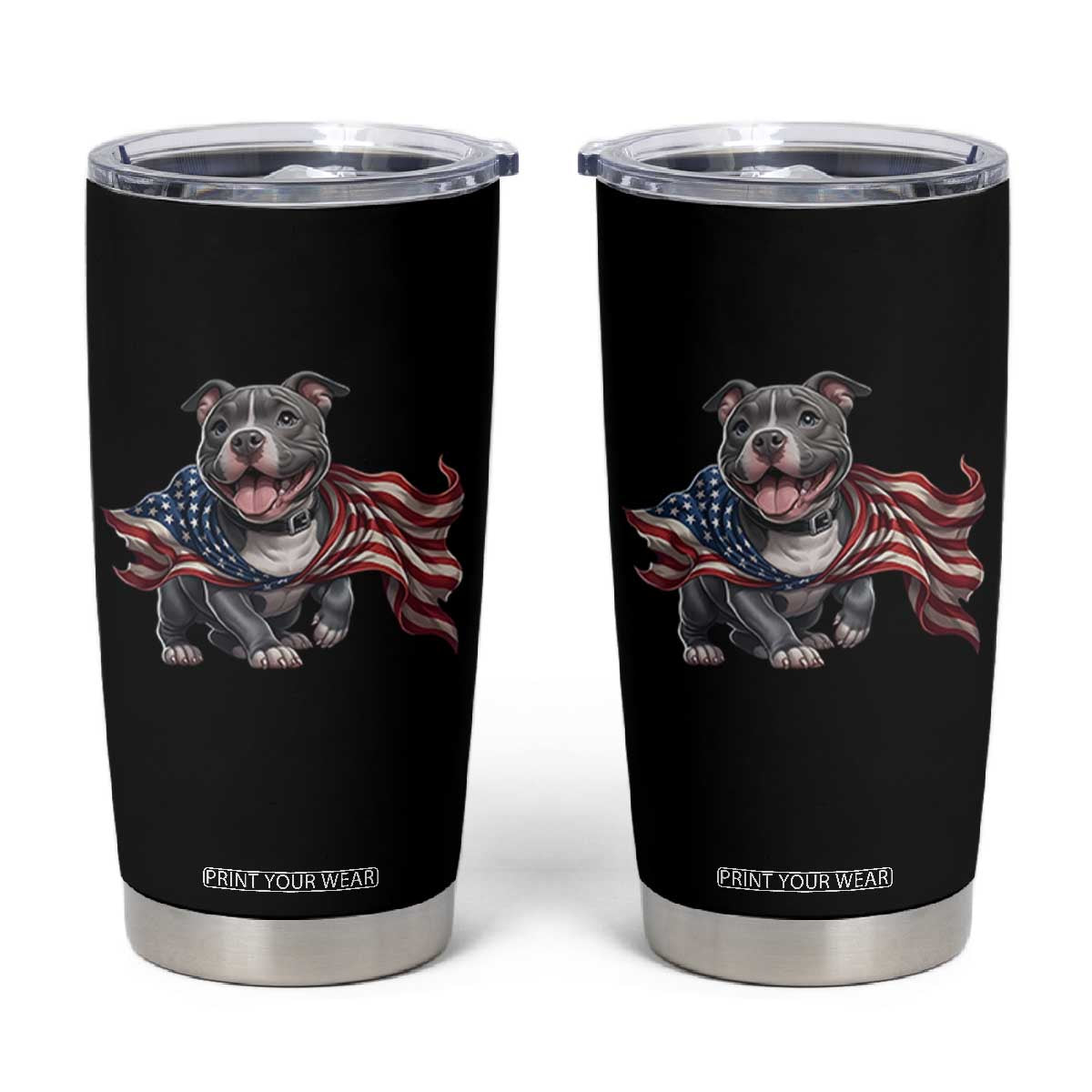 Patriotic Pitbull Dog USA Flag Tumbler Cup 4th Of July Pride TS12 Black Print Your Wear