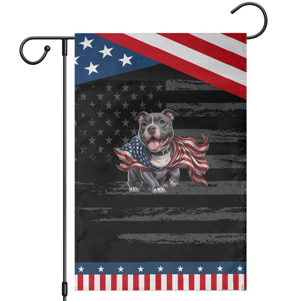 Cute Pitbull Dog USA Flag Patriotic Garden Flag 4th Of July Pride