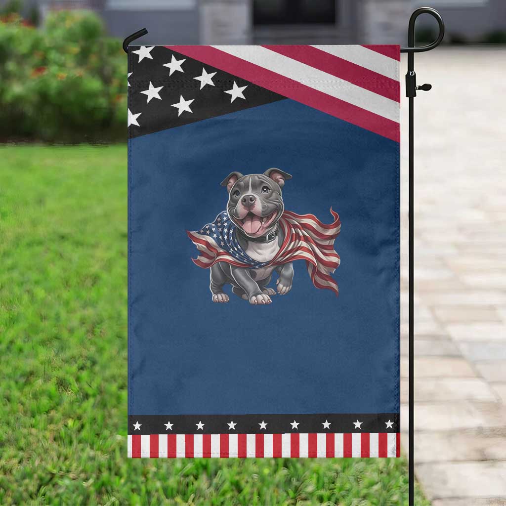 Cute Pitbull Dog USA Flag Patriotic Garden Flag 4th Of July Pride