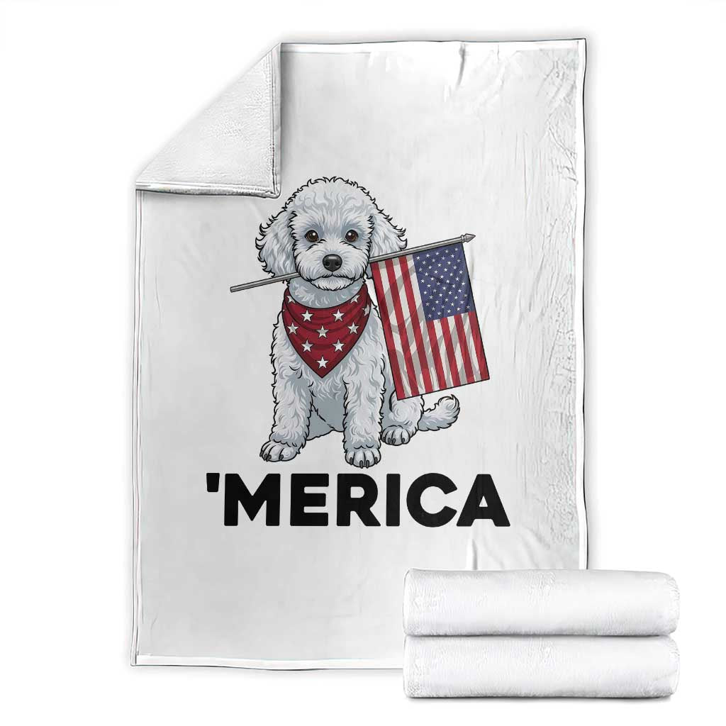Merica Poodle Mom Dad Patriotic Gift Throw Blanket 4th Of July Pride