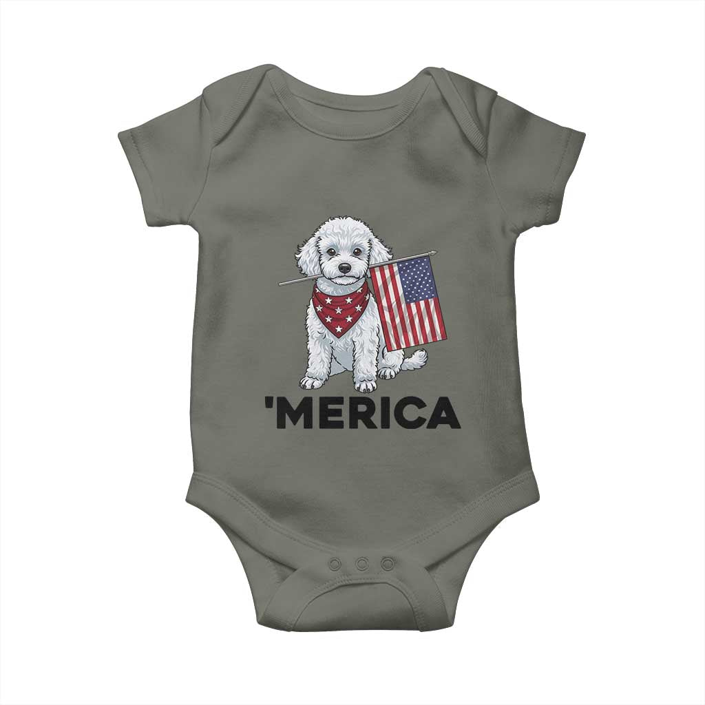 Merica Poodle Mom Dad Patriotic Gift Baby Onesie 4th Of July Pride