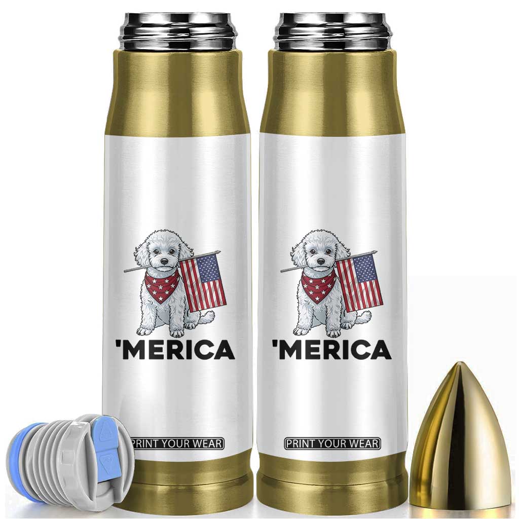 Merica Poodle Mom Dad Patriotic Gift Bullet Tumbler 4th Of July Pride TS12 White Print Your Wear