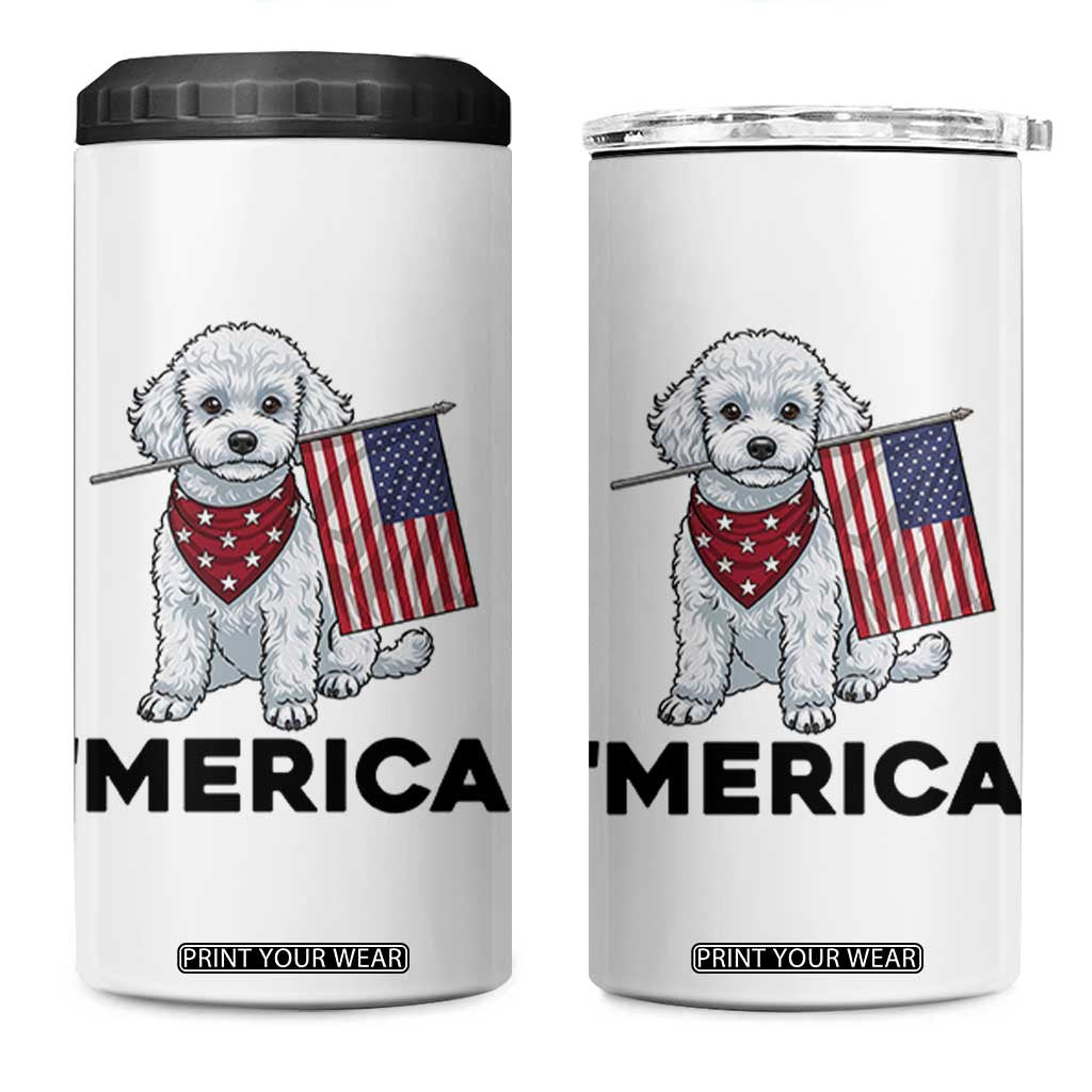 Merica Poodle Mom Dad Patriotic Gift 4 in 1 Can Cooler Tumbler 4th Of July Pride