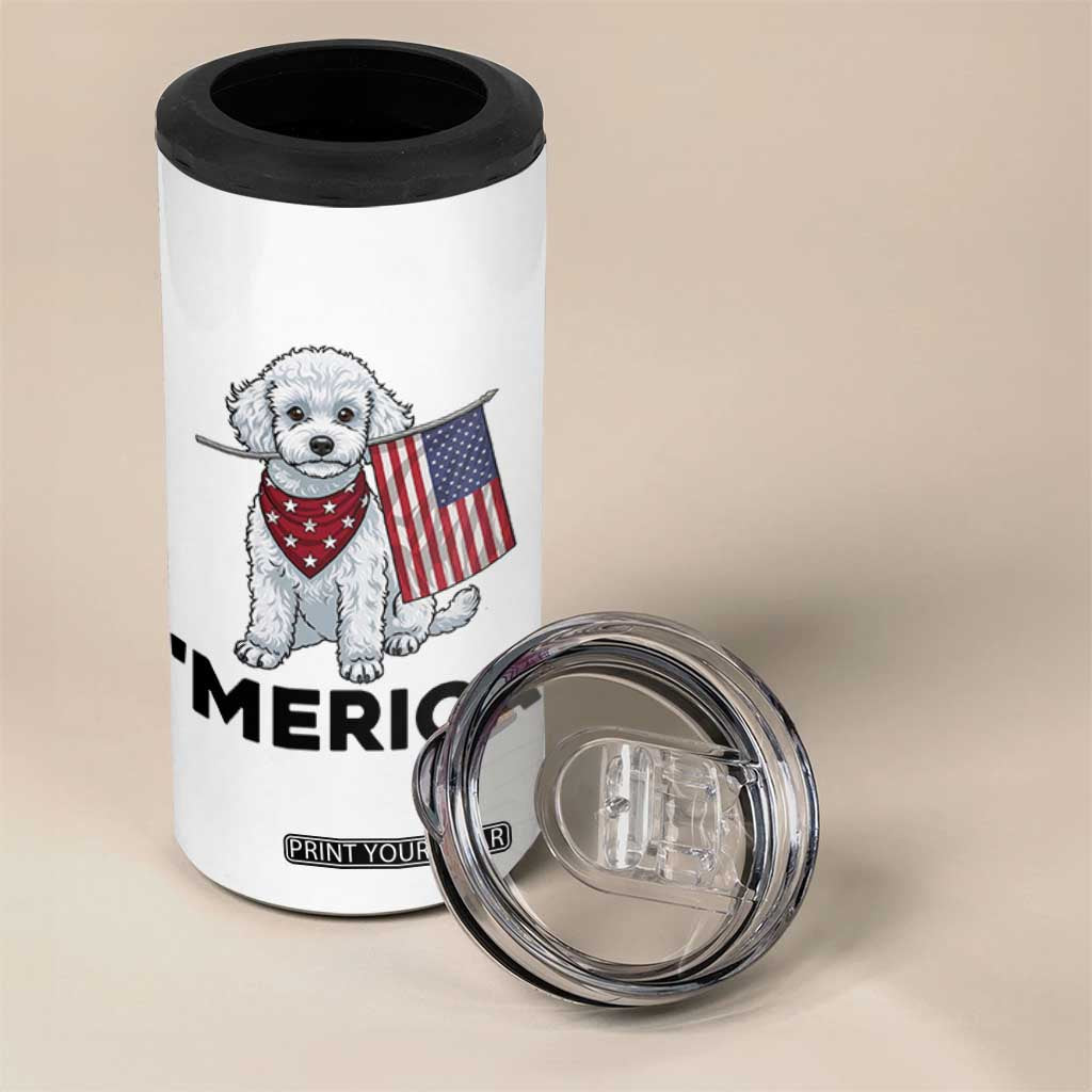 Merica Poodle Mom Dad Patriotic Gift 4 in 1 Can Cooler Tumbler 4th Of July Pride