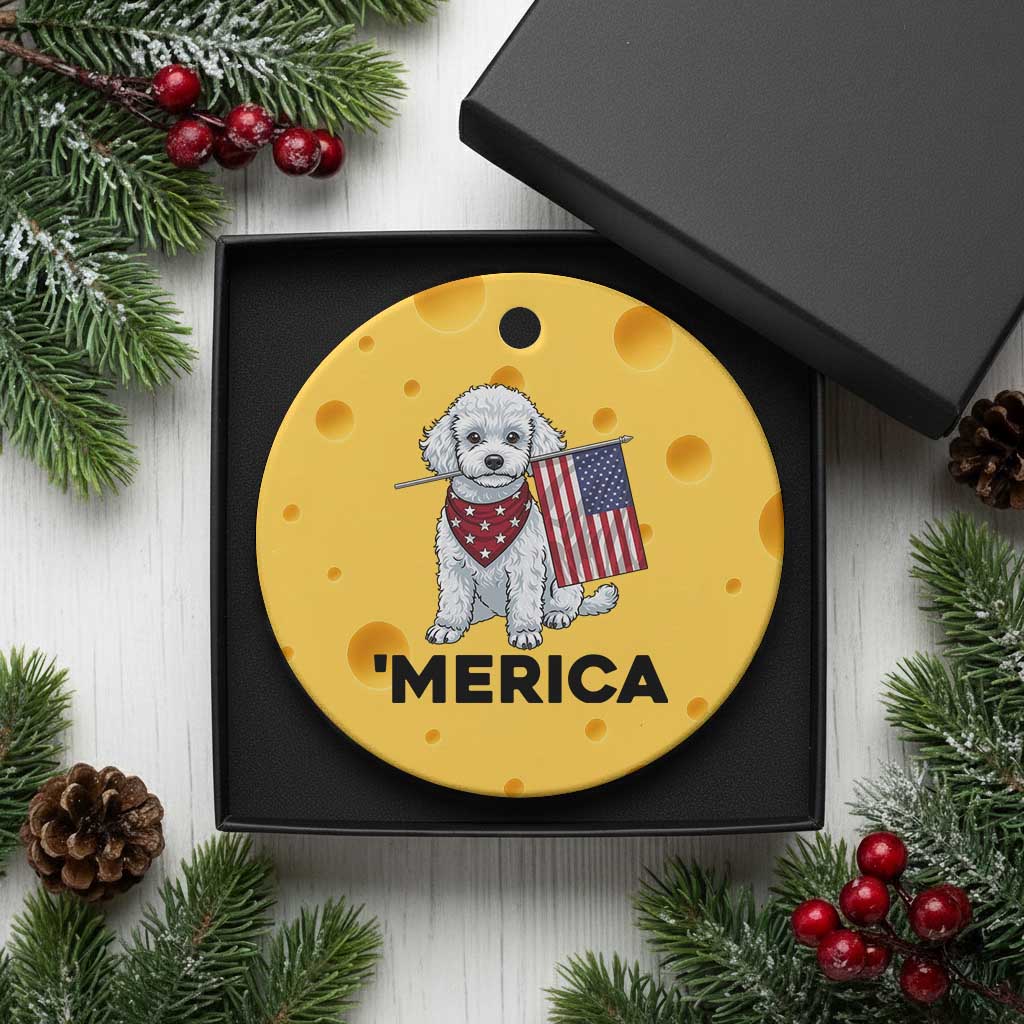 Merica Poodle Mom Dad Patriotic Gift Ceramic Ornament 4th Of July Pride TS12 1pc Yellow Cheese Print Your Wear