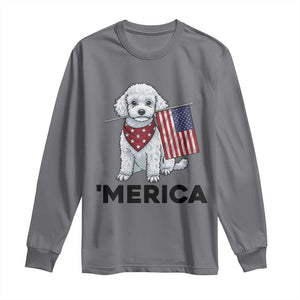 Merica Poodle Mom Dad Patriotic Gift Long Sleeve Shirt 4th Of July Pride