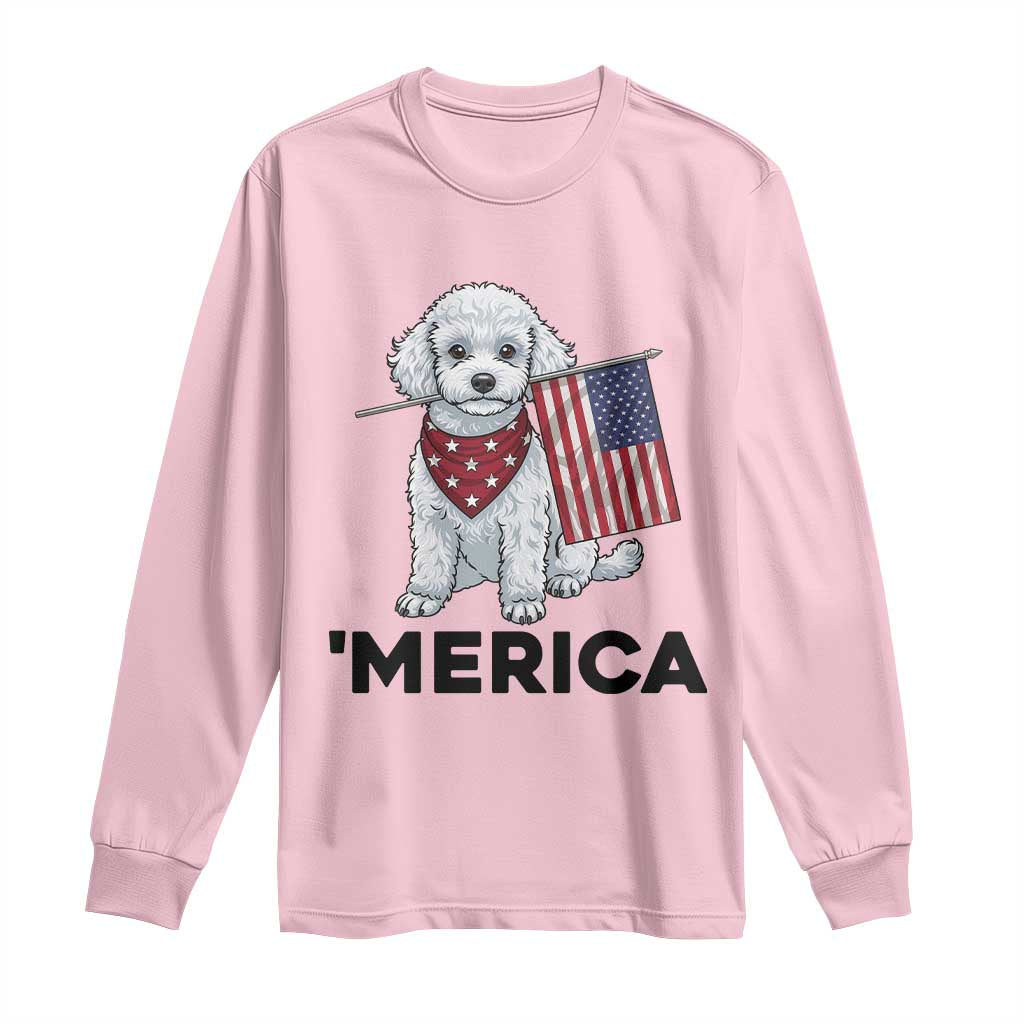 Merica Poodle Mom Dad Patriotic Gift Long Sleeve Shirt 4th Of July Pride