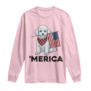Merica Poodle Mom Dad Patriotic Gift Long Sleeve Shirt 4th Of July Pride