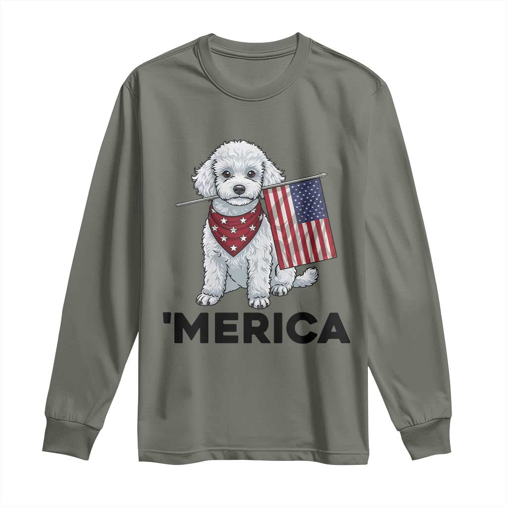 Merica Poodle Mom Dad Patriotic Gift Long Sleeve Shirt 4th Of July Pride
