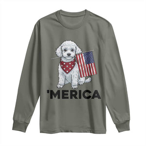 Merica Poodle Mom Dad Patriotic Gift Long Sleeve Shirt 4th Of July Pride