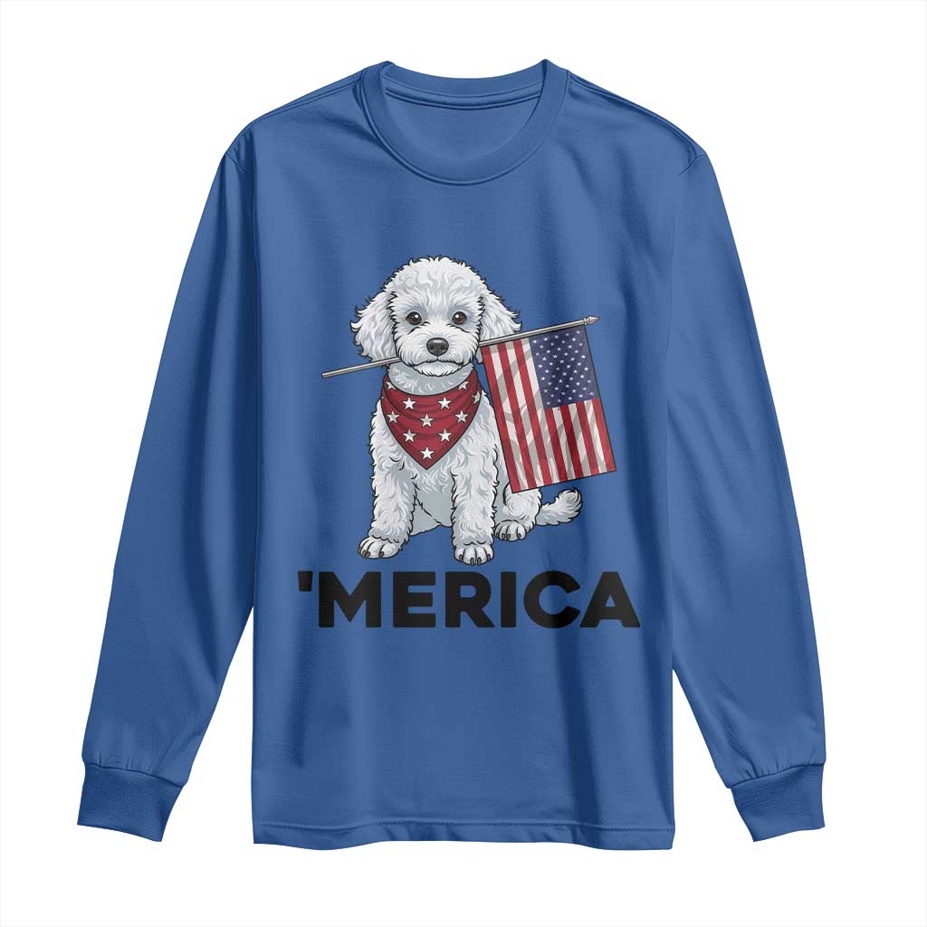 Merica Poodle Mom Dad Patriotic Gift Long Sleeve Shirt 4th Of July Pride