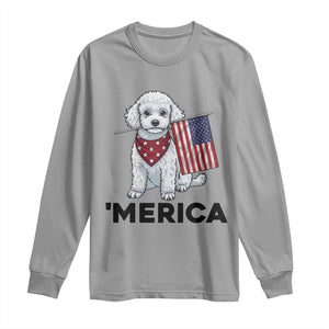 Merica Poodle Mom Dad Patriotic Gift Long Sleeve Shirt 4th Of July Pride