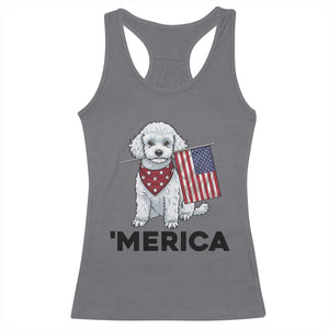 Merica Poodle Mom Dad Patriotic Gift Racerback Tank Top 4th Of July Pride