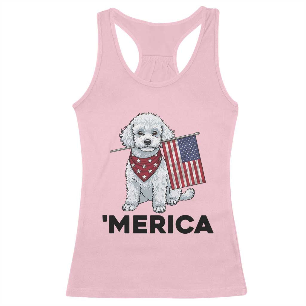 Merica Poodle Mom Dad Patriotic Gift Racerback Tank Top 4th Of July Pride