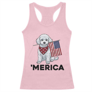 Merica Poodle Mom Dad Patriotic Gift Racerback Tank Top 4th Of July Pride
