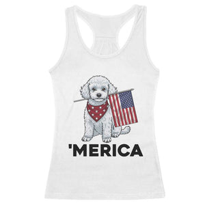Merica Poodle Mom Dad Patriotic Gift Racerback Tank Top 4th Of July Pride