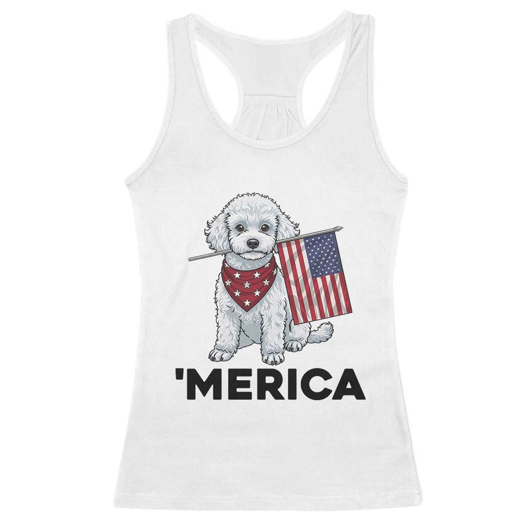 Merica Poodle Mom Dad Patriotic Gift Racerback Tank Top 4th Of July Pride TS12 White Print Your Wear