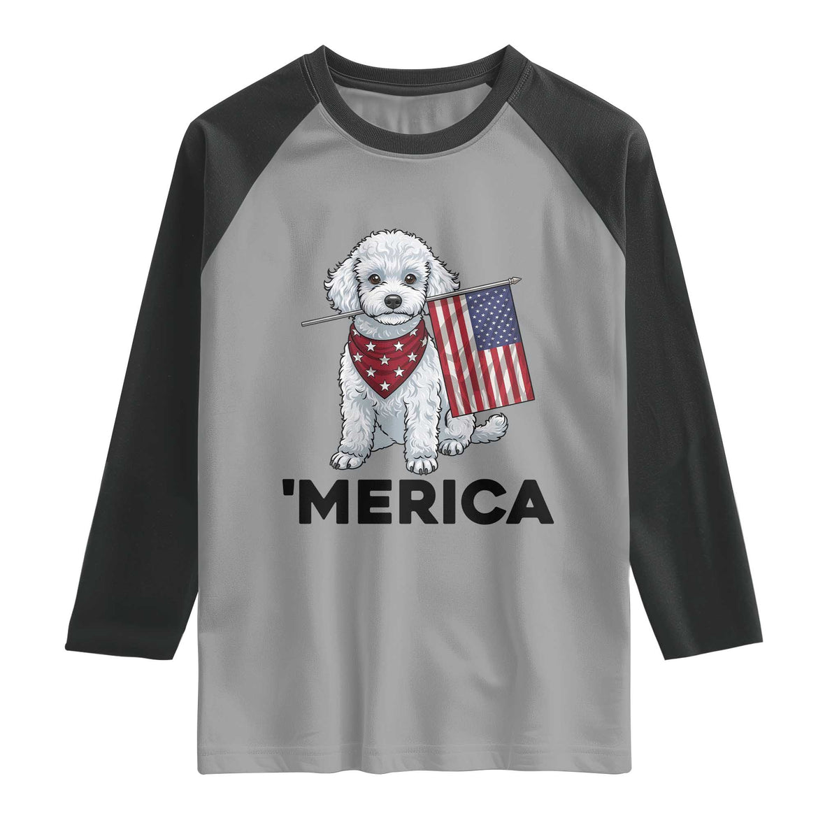 Merica Poodle Mom Dad Patriotic Gift Raglan Shirt 4th Of July Pride TS12 Sport Gray Black Print Your Wear