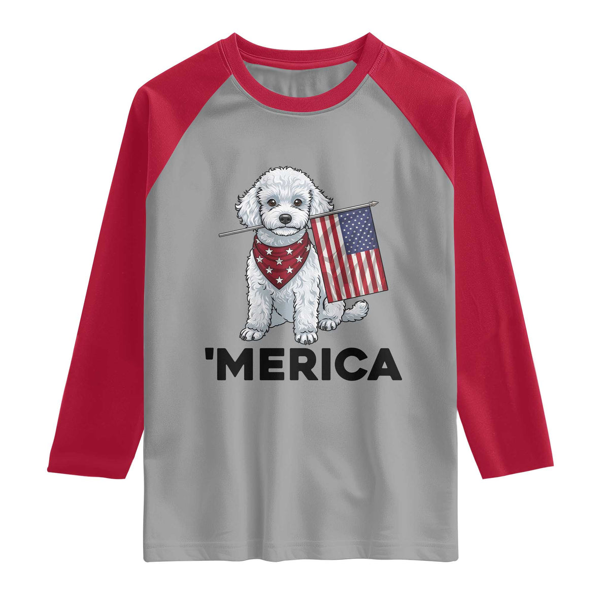 Merica Poodle Mom Dad Patriotic Gift Raglan Shirt 4th Of July Pride TS12 Sport Gray Red Print Your Wear