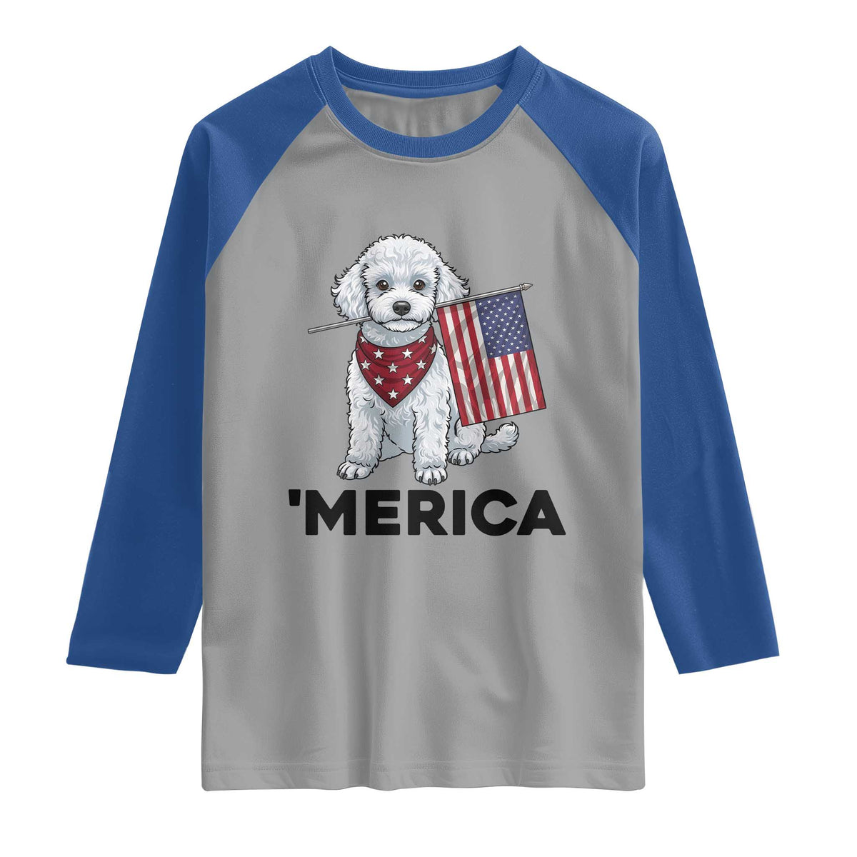 Merica Poodle Mom Dad Patriotic Gift Raglan Shirt 4th Of July Pride TS12 Sport Gray Royal Print Your Wear