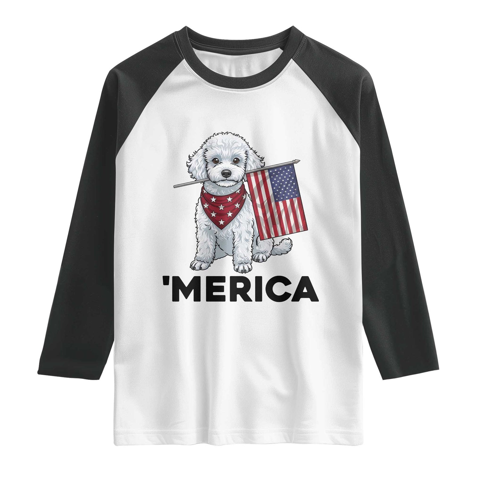 Merica Poodle Mom Dad Patriotic Gift Raglan Shirt 4th Of July Pride TS12 White Black Print Your Wear