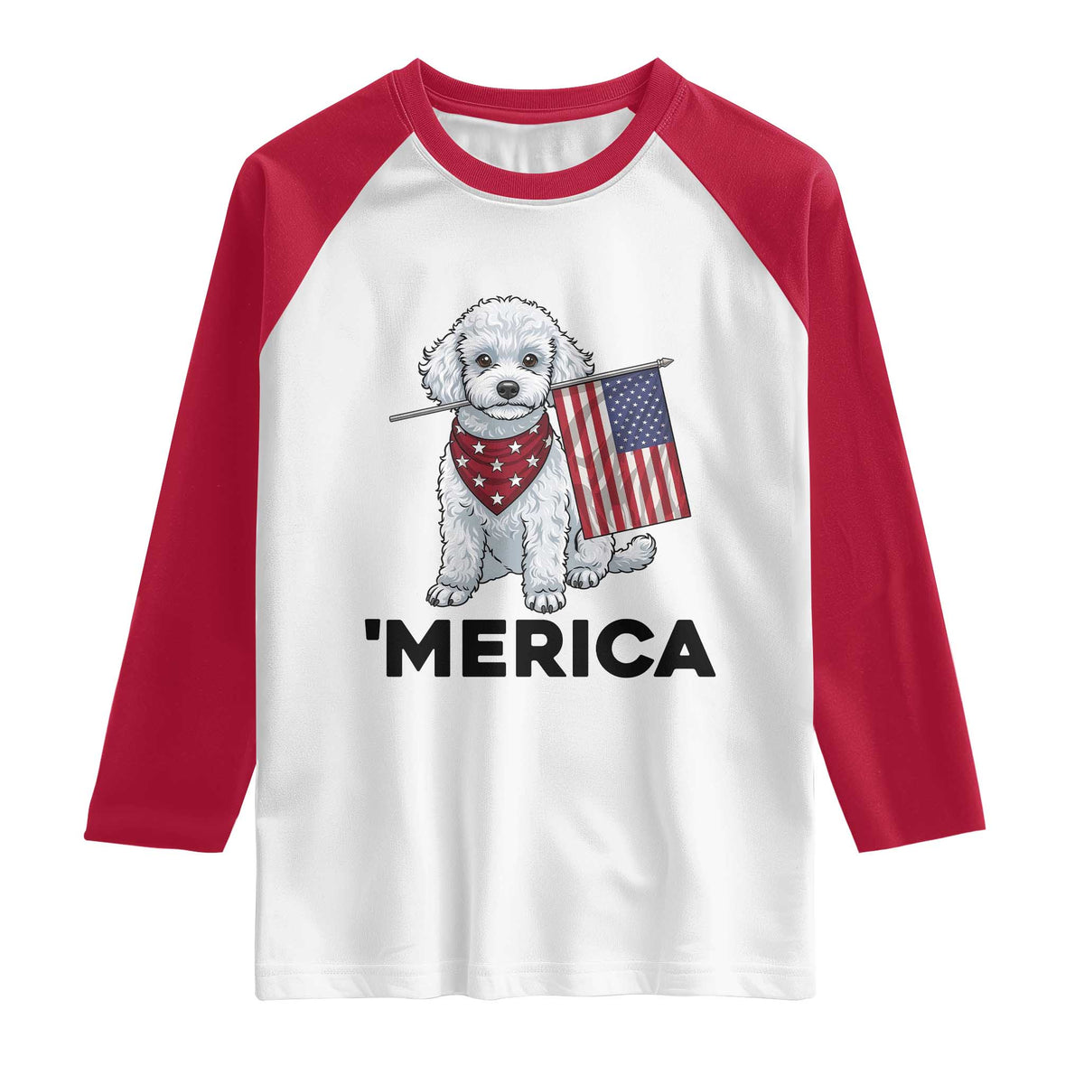 Merica Poodle Mom Dad Patriotic Gift Raglan Shirt 4th Of July Pride TS12 White Red Print Your Wear